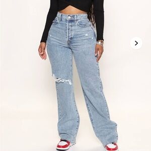 Women's Light Blue Distressed Jeans